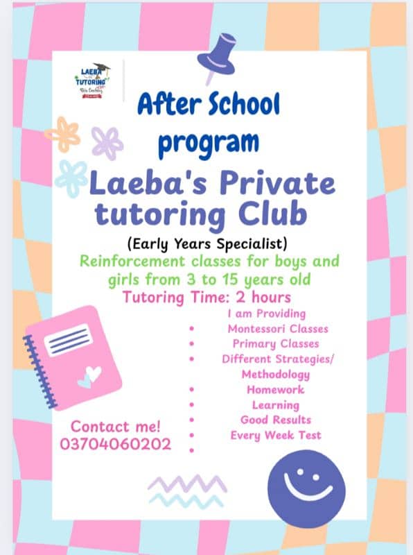 I am Early years Specialist/Primary Classes Tuation center 0