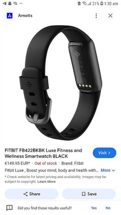 FITBIT FB422BKBK Luxe Fitness and Wellness Smartwatch BLACK