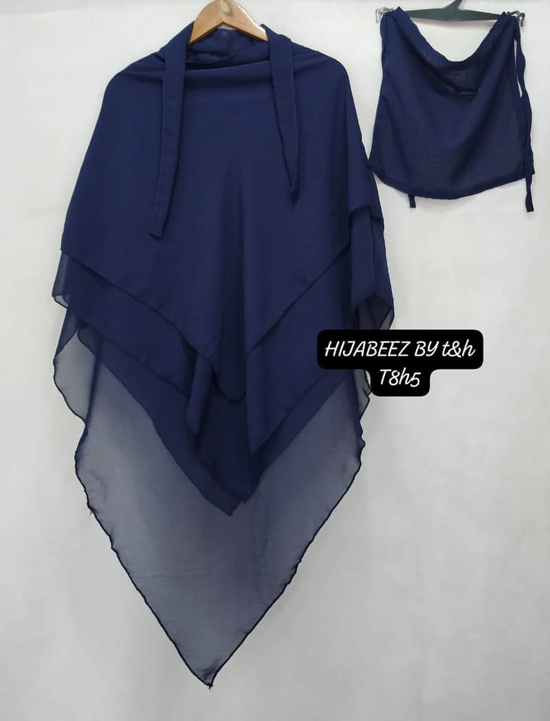 3 Layer Hijab - Premium Chiffon Fabric - With Niqab Patti - 2-Piece 2