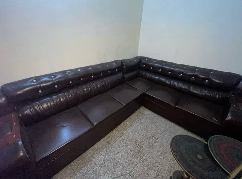 Corner Sofa Set L Shape Leather 6 Seater 0
