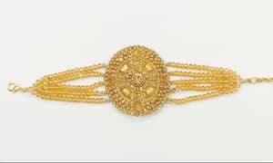 Golden Crystal Beads Bracelet with Adjustable Chain and Box Packaging