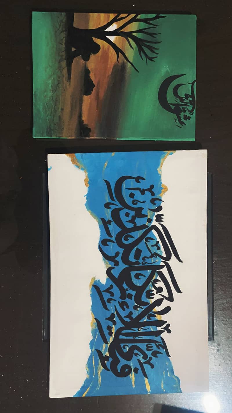 A-4 Sheet with ACRYLIC Paint + Canvas Scenery Painting for Sale 5