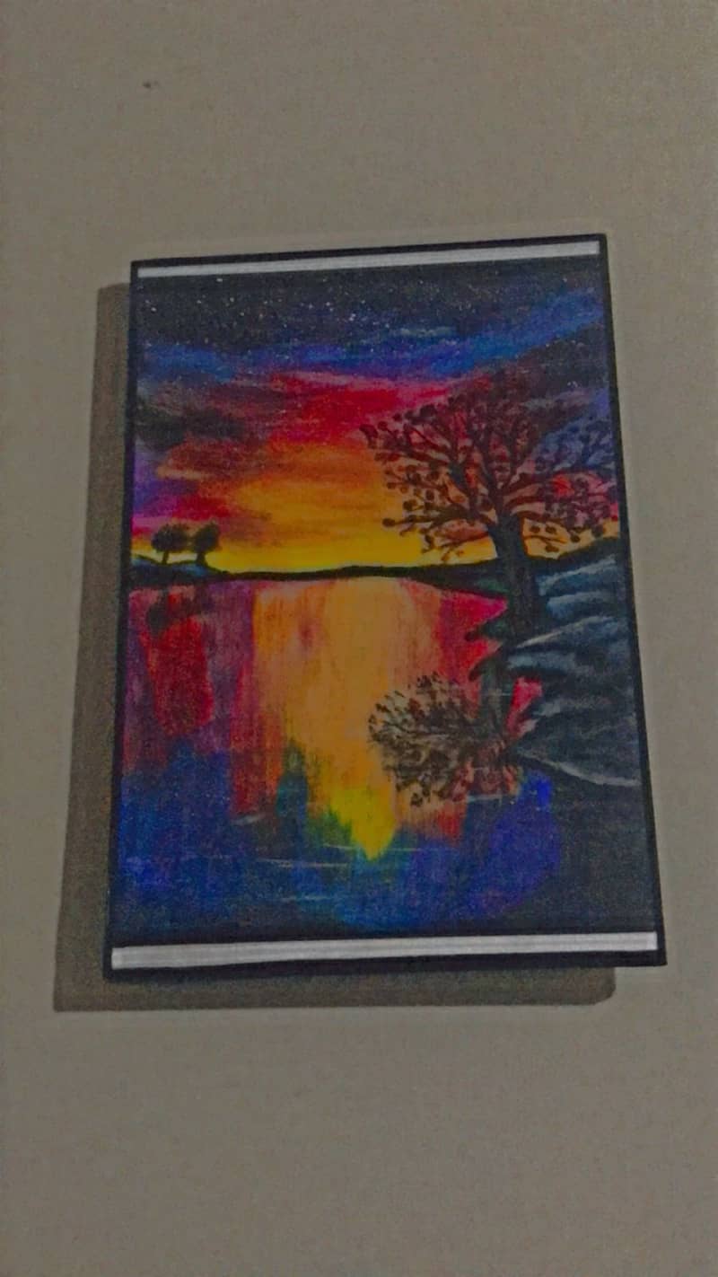 A-4 Sheet with ACRYLIC Paint + Canvas Scenery Painting for Sale 14