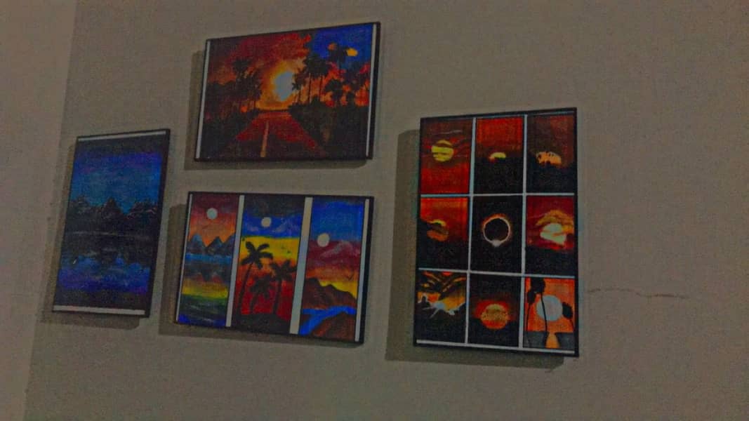 A-4 Sheet with ACRYLIC Paint + Canvas Scenery Painting for Sale 18