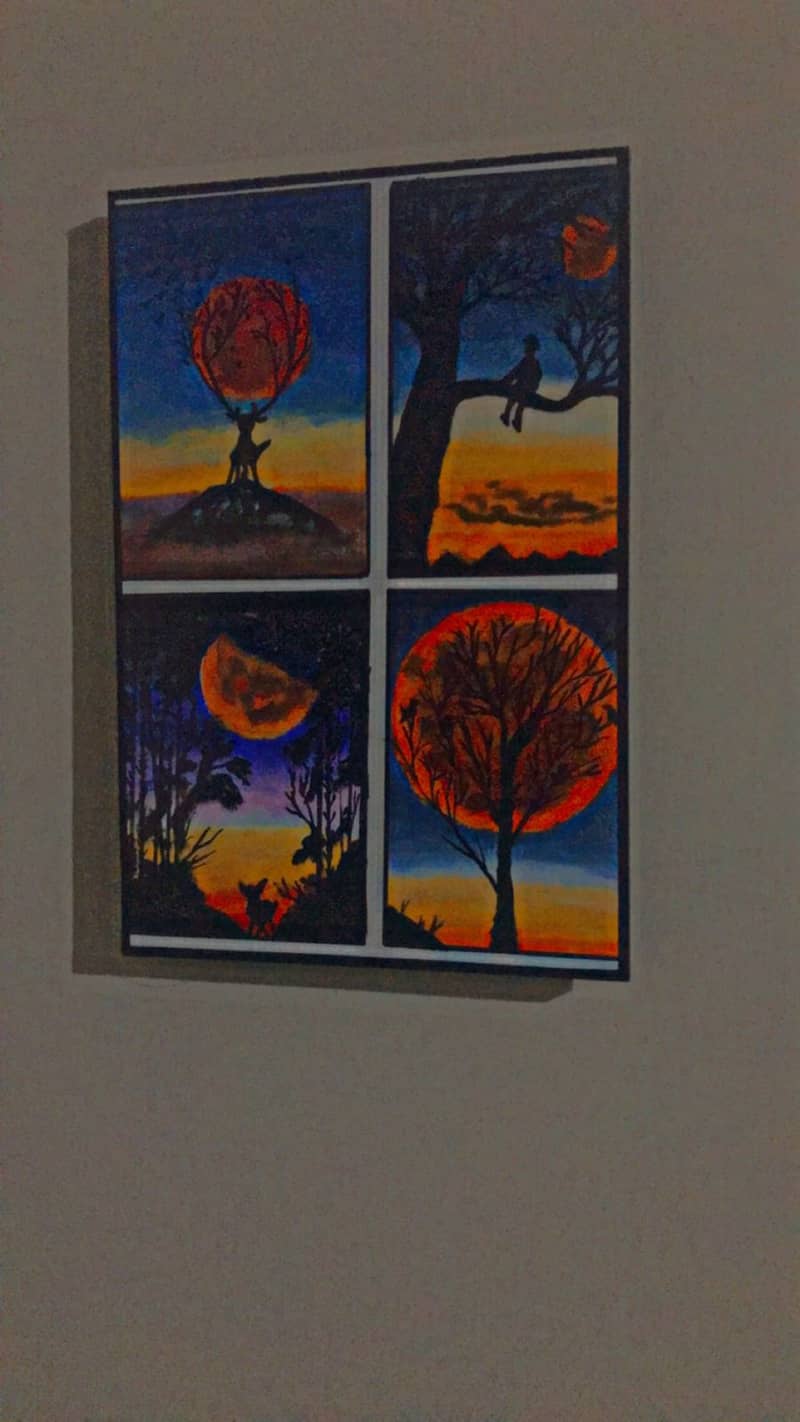 A-4 Sheet with ACRYLIC Paint + Canvas Scenery Painting for Sale 19
