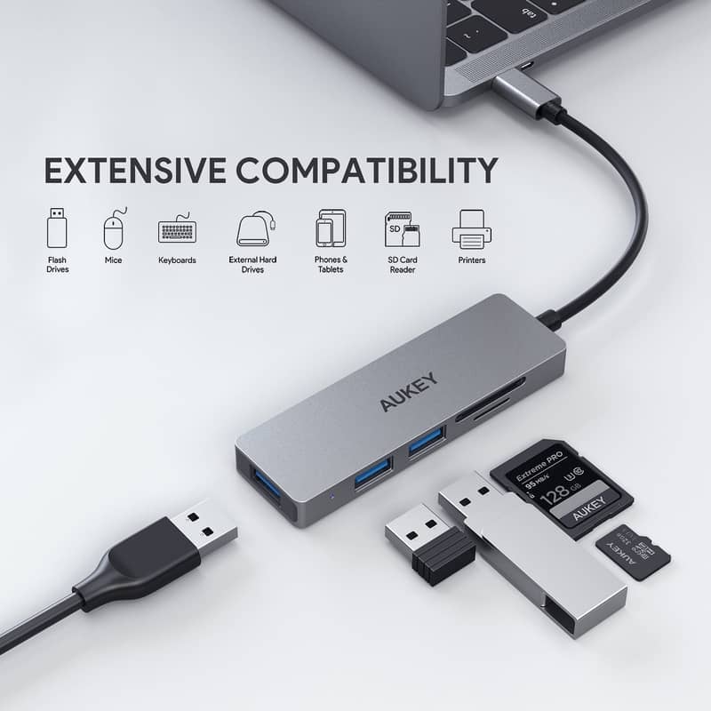 AUKEY CB-C63 3 USB 3.1 Port with Card Reader Hub 5
