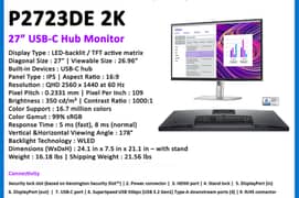 27" Inch Dell Latest 2023 Model Borderless P2723DE 2k USB-C Monitor