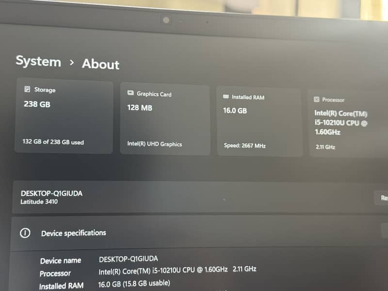 Dell Latitude 3410 16gb Ram 256ssd NvMe Core i5 10th generation Laptop 6