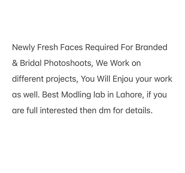 Females modles required for brandshoot and modling newface girls need 2