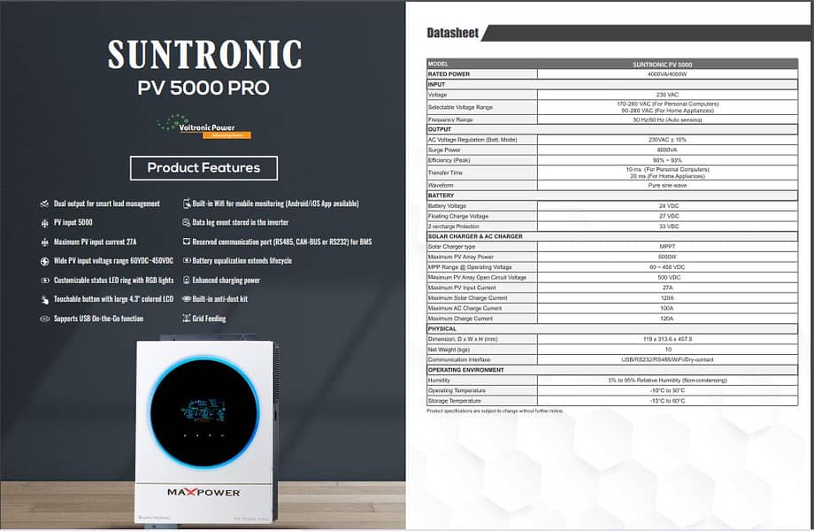 Suntonic PV5000, 3KW, 4KW, 6KW, 8KW, 10KW, Voltas 6KW, 8KW, 10KW, 12K 0