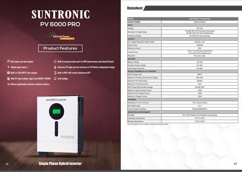 Suntonic PV5000, 3KW, 4KW, 6KW, 8KW, 10KW, Voltas 6KW, 8KW, 10KW, 12K 6