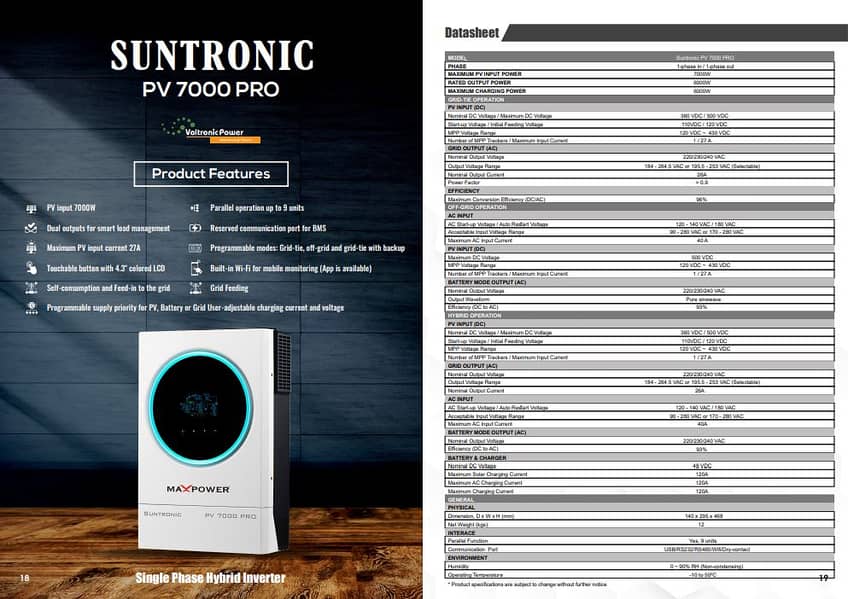 Suntonic PV5000, 3KW, 4KW, 6KW, 8KW, 10KW, Voltas 6KW, 8KW, 10KW, 12K 7