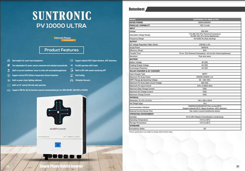 Suntonic PV5000, 3KW, 4KW, 6KW, 8KW, 10KW, Voltas 6KW, 8KW, 10KW, 12K 8