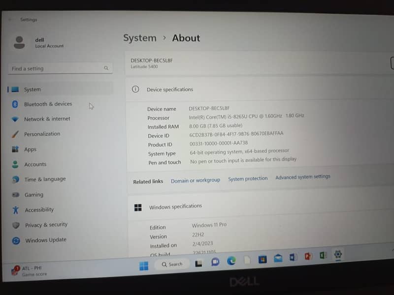 Dell Latitude Intel Core i5 8th Gen 8GB RAM 256GB SSD 64-bit Laptop 3
