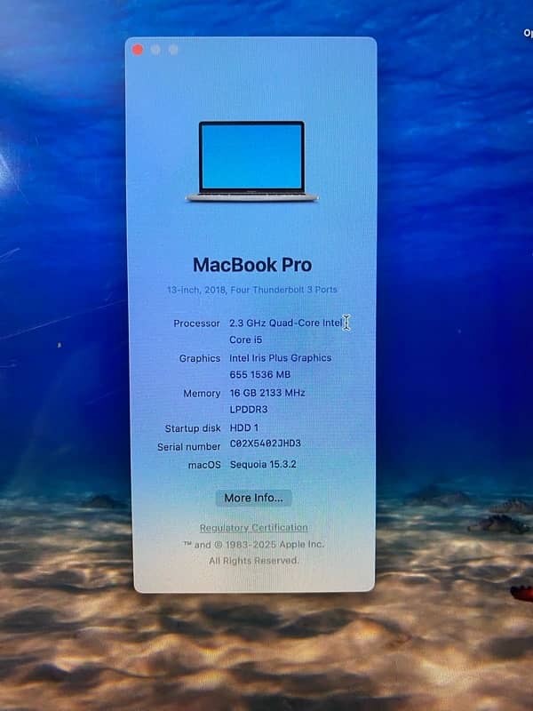 MacBook Pro 2018 (A1989) 13”, Touch Bar, 2.5GHz Core i5, 16GB, 512GB 0