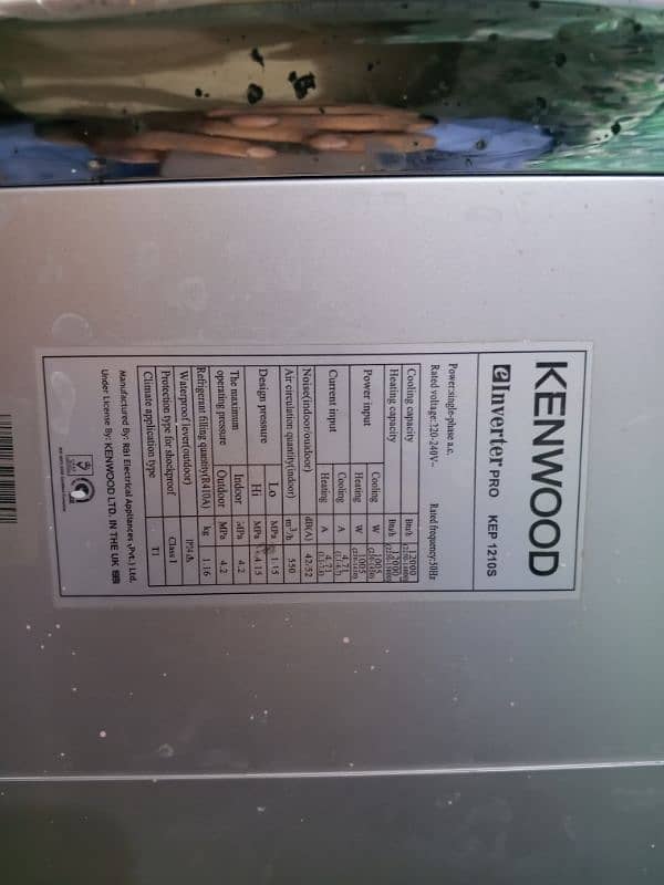 Kenwood 1ton inverter AC with on and cooling condition 2