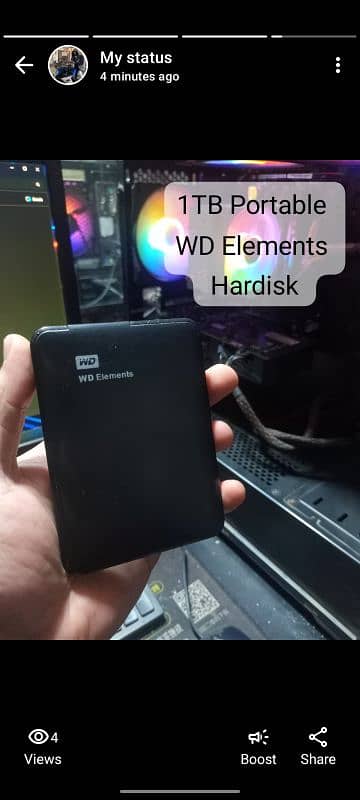 1TB Portable Hardisk 100% Health and Performance 0