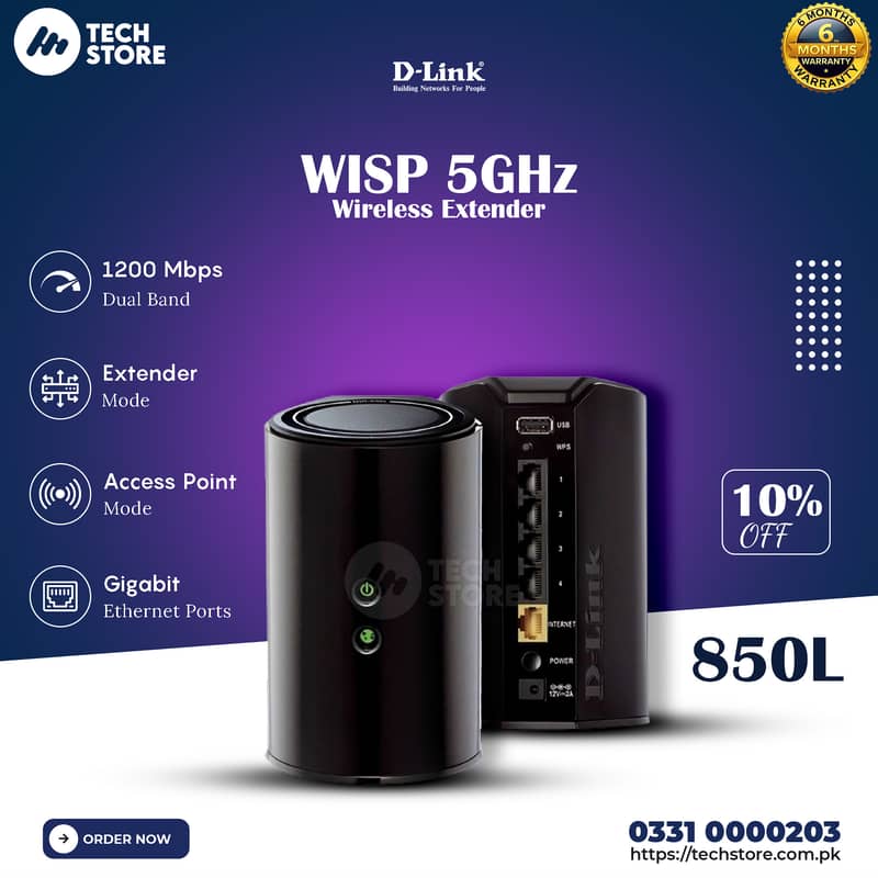Dlink DIR-850L Gigabit WISP Router Wireless AC1200 Dual Band (Renewed) 0