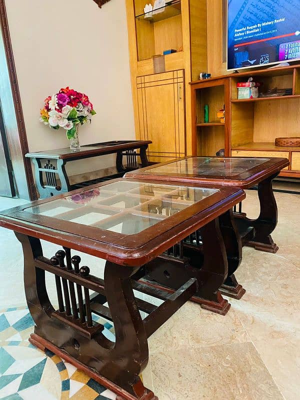 wooden table. 3 table 0