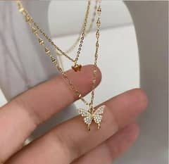 Butterfly double layer necklace
