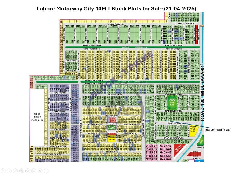 60 Foot Road 10 Marla Plot for Sale in T Block of the Lahore Motorway City 0