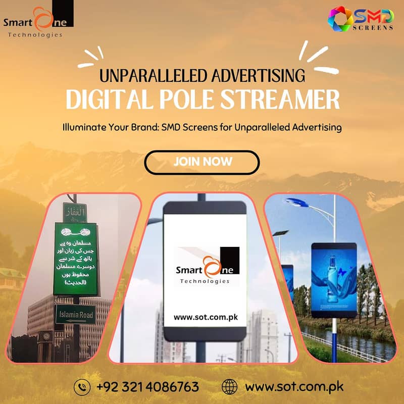 Pole stemers / Vertical Poster Screens / Smd LED display Screens 0