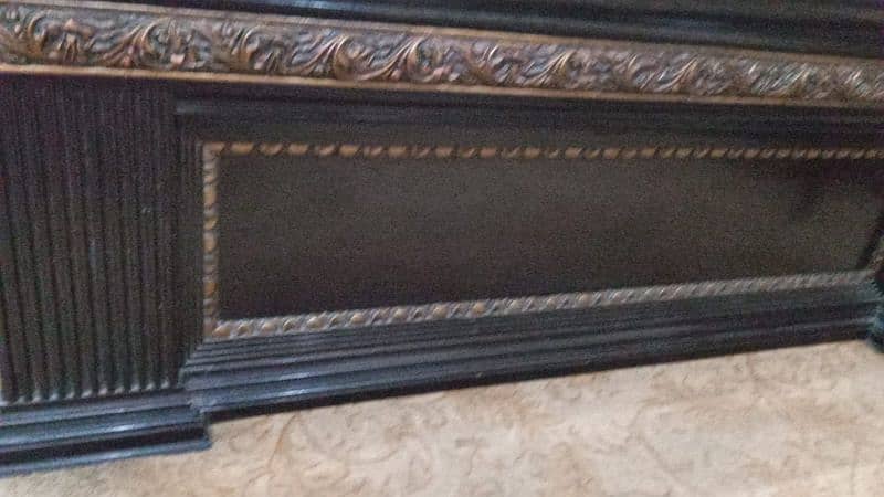 pure wood bed havey duty with side table dressing & mattress 1