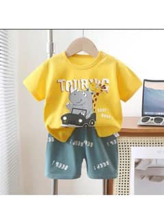 Cotton Jersey Boy's Printed Shirt And Shorts  Set - 2 Pcs for Ages 1-5