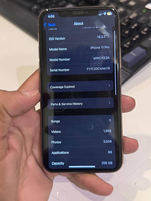 IPHONE 11 pro 256 GB. Dual sim PTA. Battery on service. Rose Gold. 6