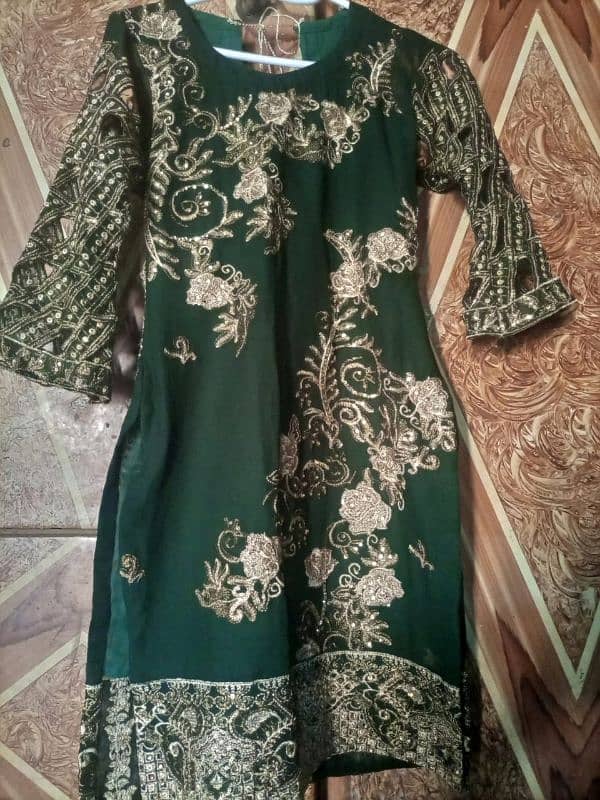 green color embroidered dress 2
