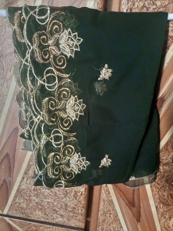 green color embroidered dress 3