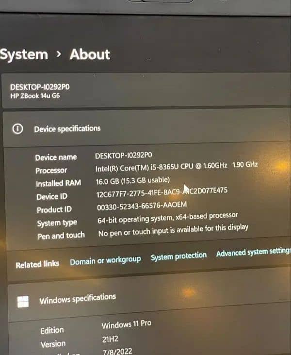 Hp ZBook New Logo Core i5 9th Generation 16GB Ram / 512GB SSD 5