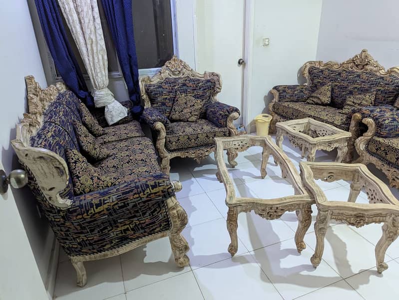 7 seater sofa set wooden chinoti with 3 table 0
