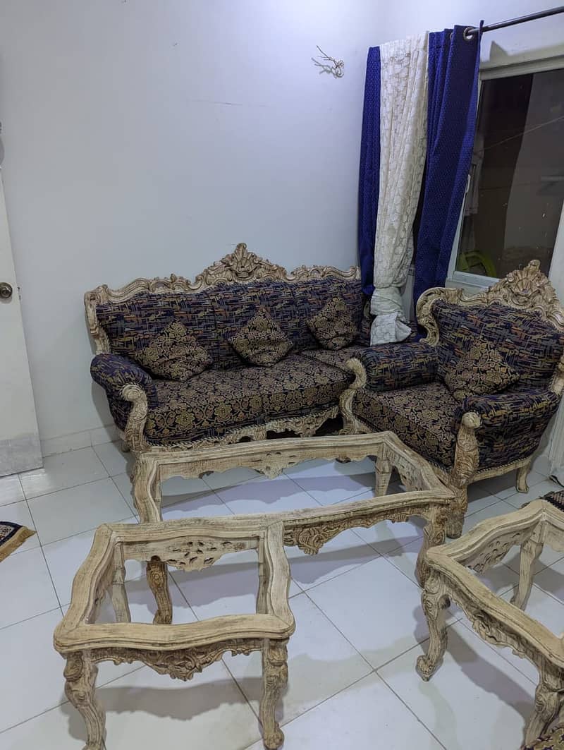7 seater sofa set wooden chinoti with 3 table 2