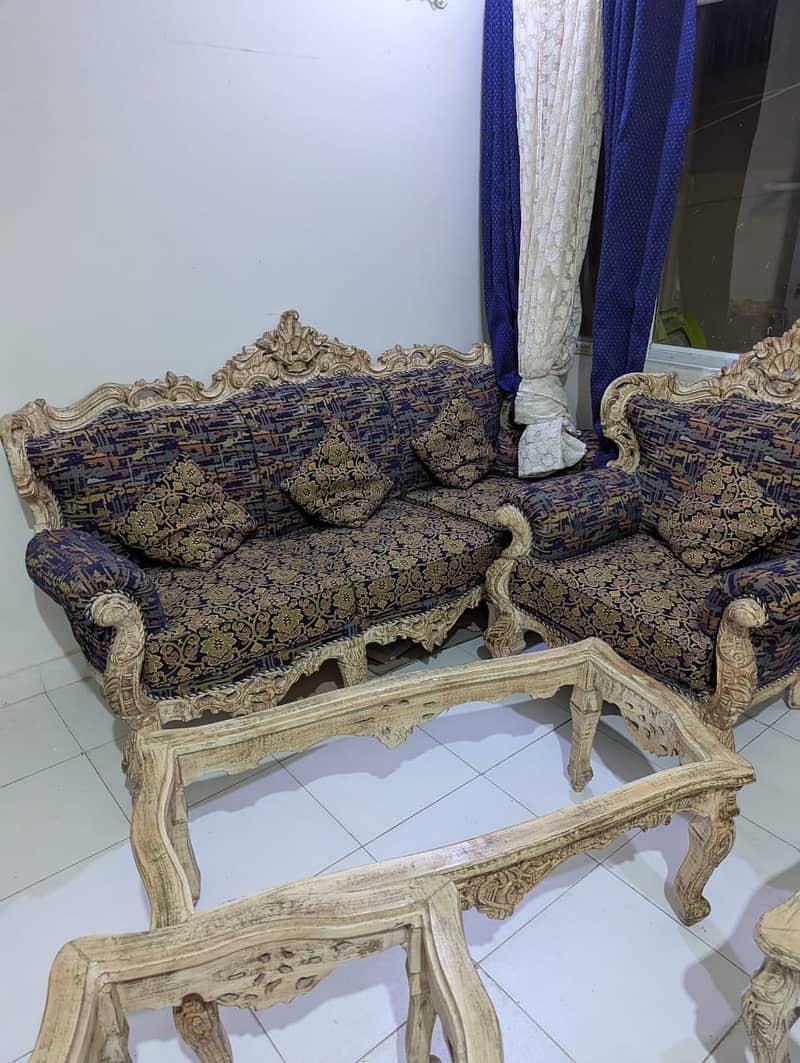 7 seater sofa set wooden chinoti with 3 table 4