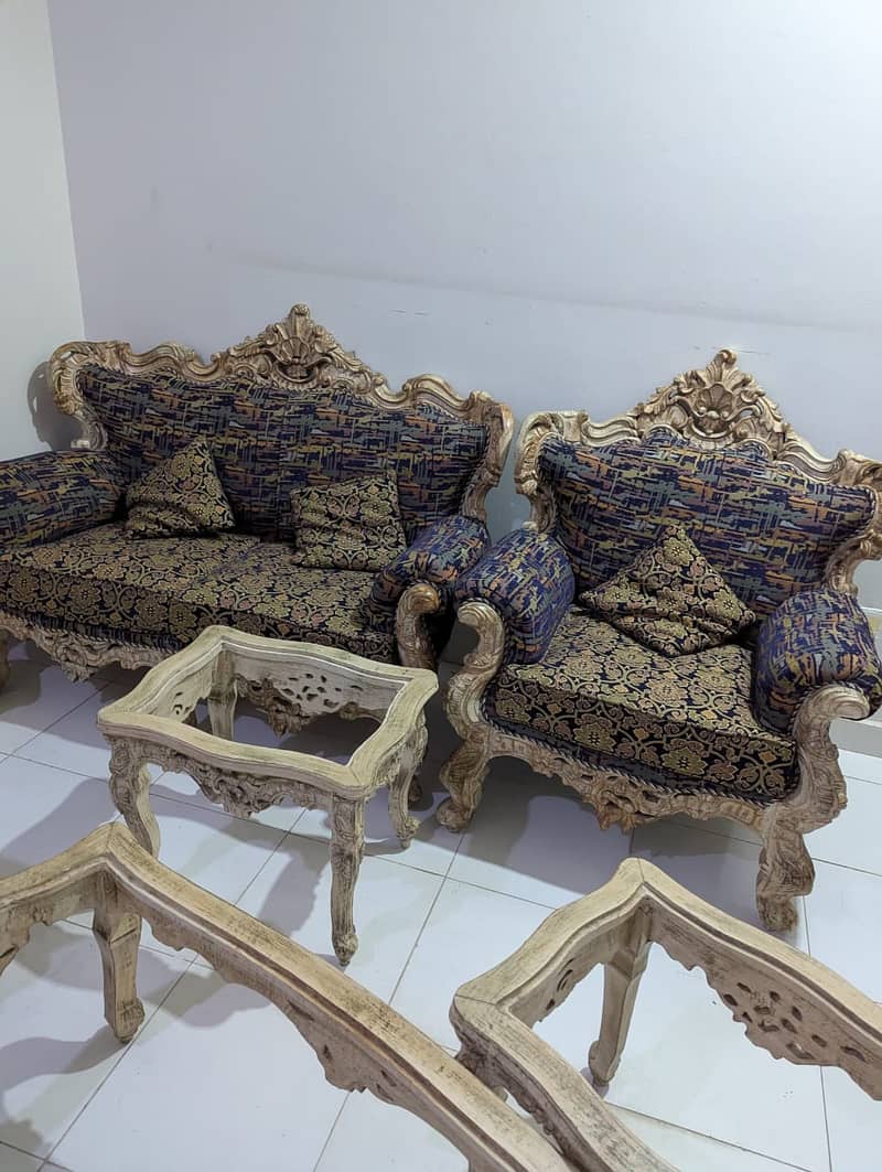 7 seater sofa set wooden chinoti with 3 table 5
