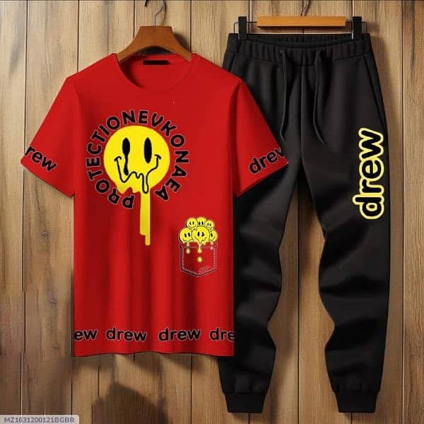 Product Name*: Men's Printed Jersey Track Suit - 2 Pcs Set in Red 0