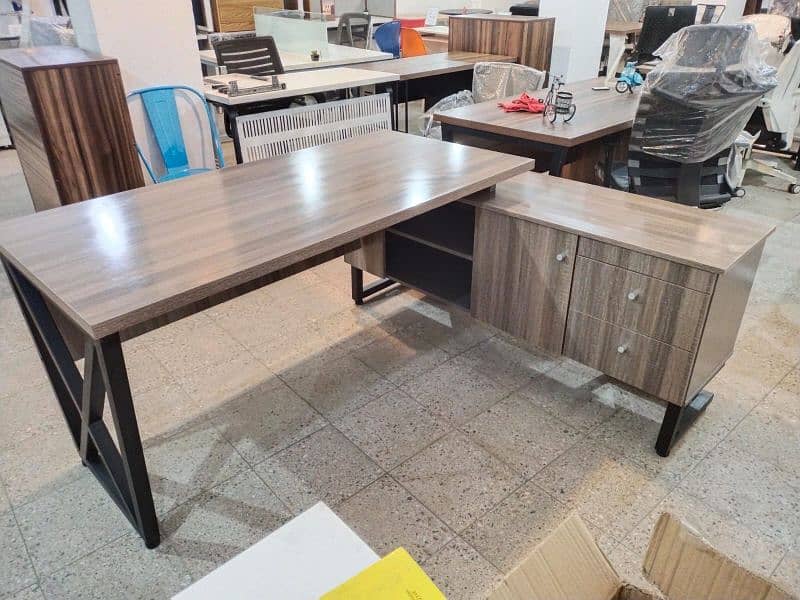 L-shape executive table, smart executive table, office table, table 3