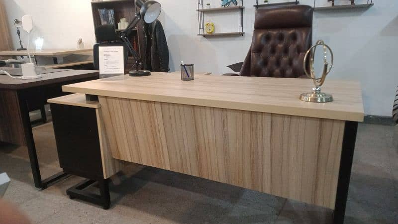 L-shape executive table, smart executive table, office table, table 6