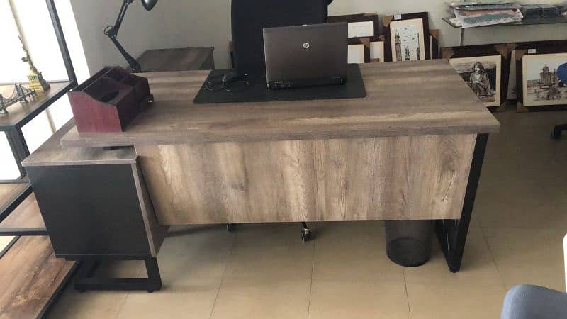 L-shape executive table, smart executive table, office table, table 8