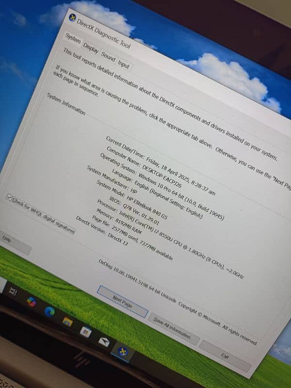 Hp Elitebook 840 g5 core i7 8th gen quadcore 8mb cache 14 1080 ips 11