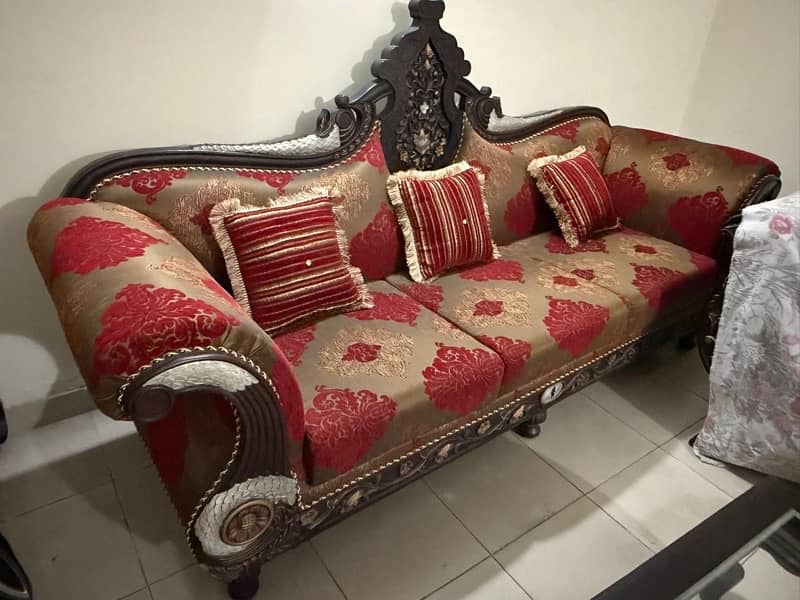 wooden sofa set 3+2 seater , center table and 2 side tables 0