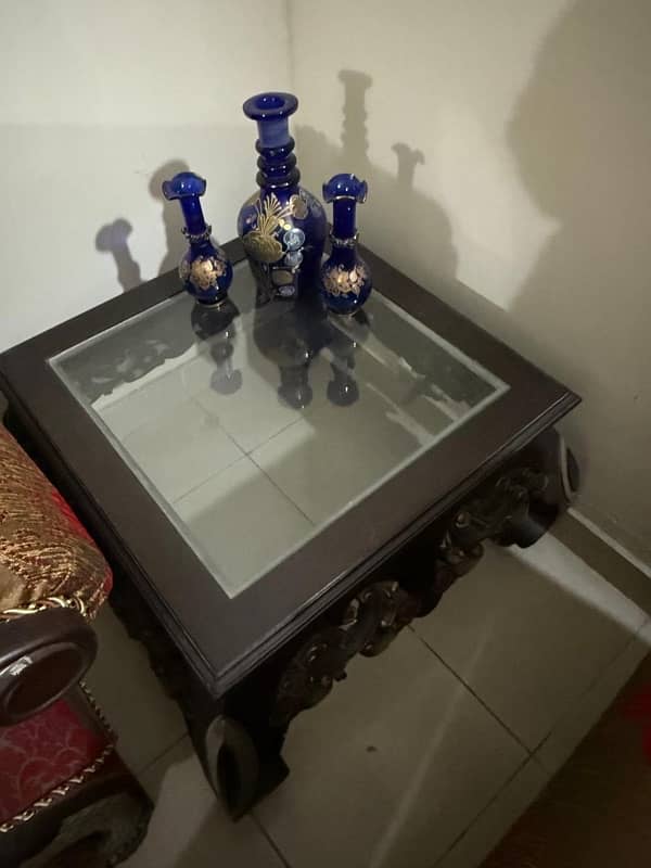 wooden sofa set 3+2 seater , center table and 2 side tables 2