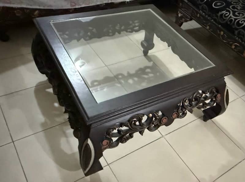 wooden sofa set 3+2 seater , center table and 2 side tables 3
