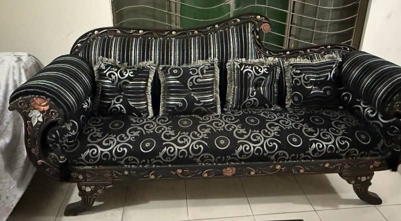 wooden sofa set 3+2 seater , center table and 2 side tables 4