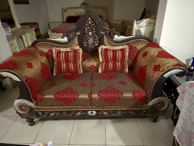 wooden sofa set 3+2 seater , center table and 2 side tables 6