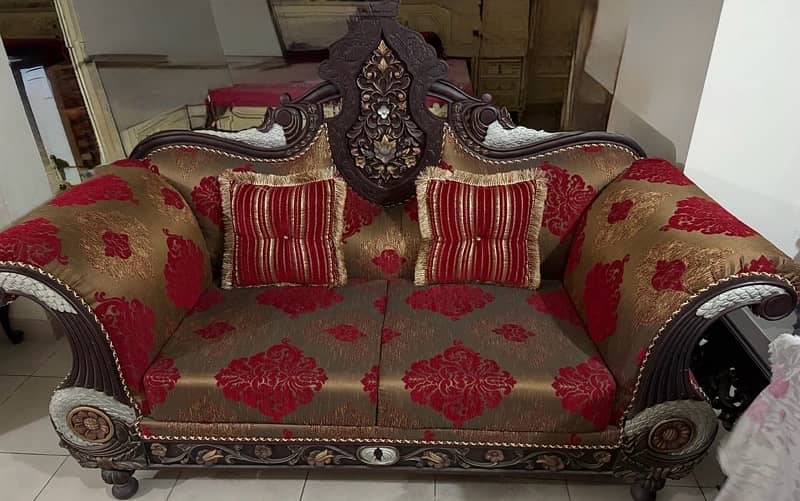 wooden sofa set 3+2 seater , center table and 2 side tables 7