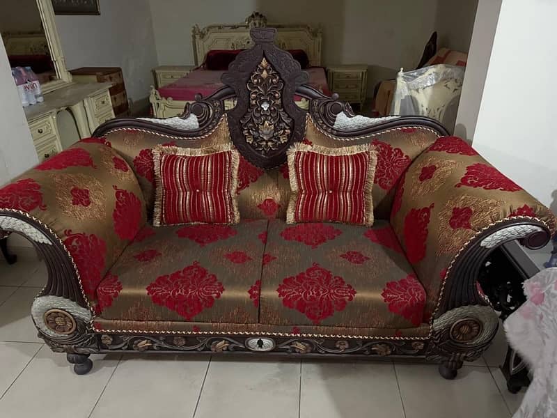 wooden sofa set 3+2 seater , center table and 2 side tables 9