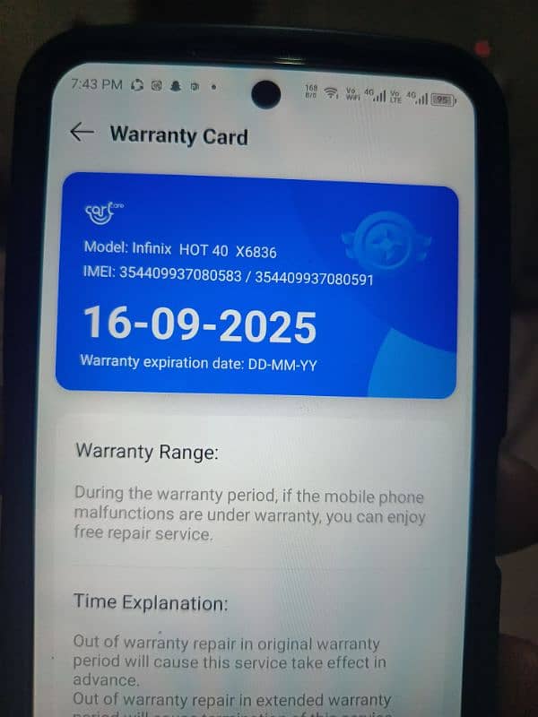 Infinix Hot 40 10/10 condition 16/256 50m triple camera 6