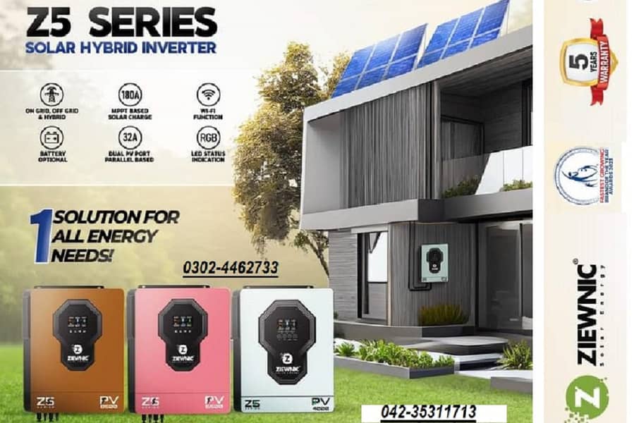 Ziewnic Solar Hybrid Inverter PV8500 Support upto 700Watt Panel 0